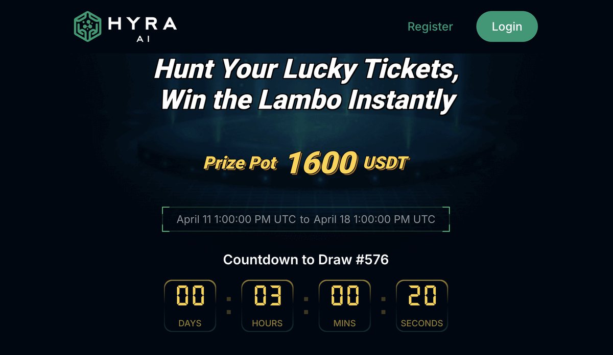⏳Only 3 Hours Left:  Who’s Taking Home $1,600 in Hyra Lambo Balls? ⏳

The clock is ticking and the prize pool keeps growing. Are you in? 

Don’t miss your shot at this week’s massive win. The draw is happening tonight!

🕐 Draw Time: 13:00 UTC, April 18th, 2025
🎱 Join here:
