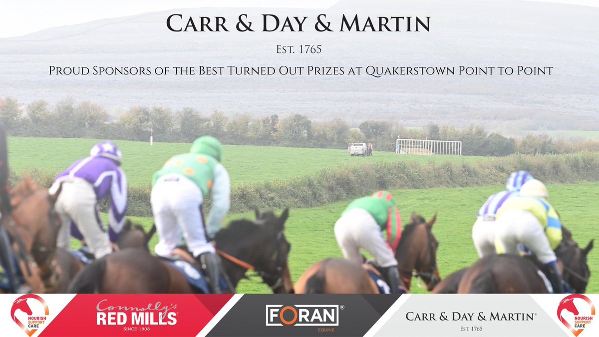 Connolly's RED MILLS (@redmillshorse) on Twitter photo We are delighted to announce that our partners <a href="/CarrDayMartin1/">Carr & Day & Martin</a> will once again sponsor the BTO Prizes at this weekends <a href="/QuakerstownPtoP/">QuakerstownBellharbourP2P</a>🐰
Don’t miss a great day of <a href="/irishp2p/">p2p.ie</a> action & family fun at Quakerstown this Sunday 👏🏆
#NourishSupportCare #FeedYourDesireToWin We are delighted to announce that our partners <a href="/CarrDayMartin1/">Carr & Day & Martin</a> will once again sponsor the BTO Prizes at this weekends <a href="/QuakerstownPtoP/">QuakerstownBellharbourP2P</a>🐰
Don’t miss a great day of <a href="/irishp2p/">p2p.ie</a> action & family fun at Quakerstown this Sunday 👏🏆
#NourishSupportCare #FeedYourDesireToWin