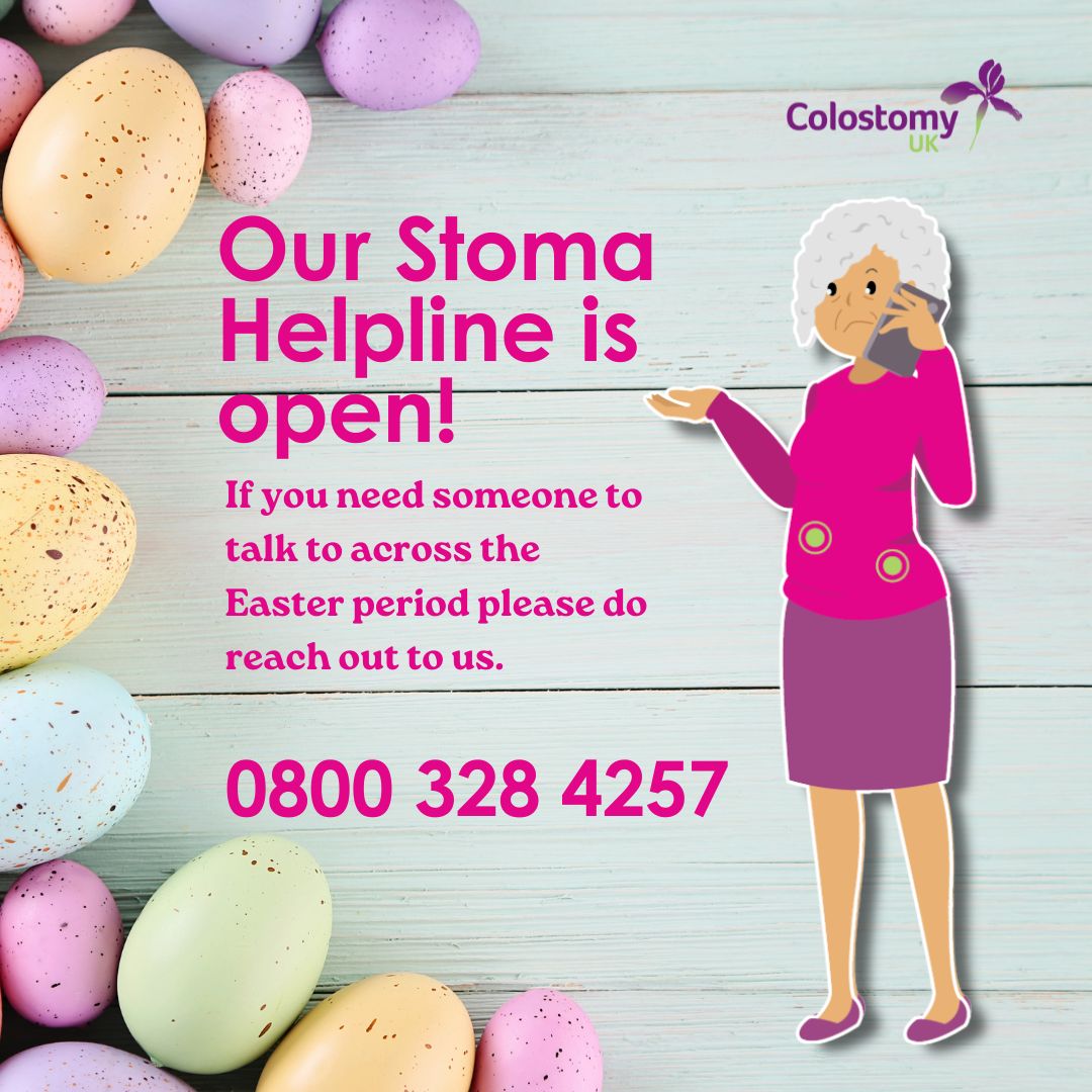 When is our stoma helpline open over #Easter? Always!

Whether you're looking for practical or emotional support, or just want someone to listen, you can call  #stoma helpline on 0800 328 4257 to speak to one of our trained volunteers 💜

#support #colostomy #urostomy #ileostomy