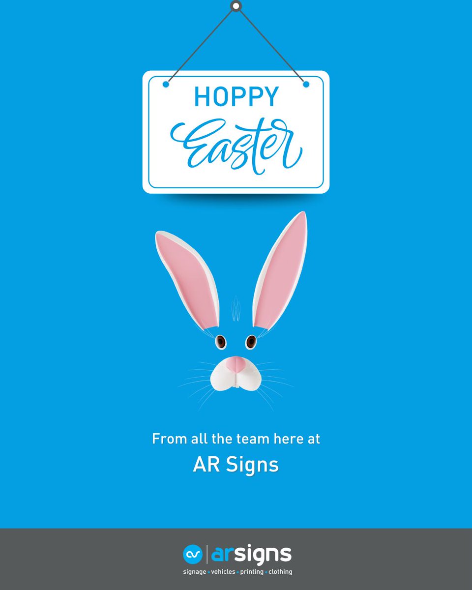 🐣 Happy Easter from AR Signs! 🐰

Wishing all our wonderful clients, partners, and community a joyful Easter! Whether you’re hunting for eggs, soaking up the fresh  spring weather, or just cracking open some chocolate, we hope your days are filled with joy and laughter!🌟