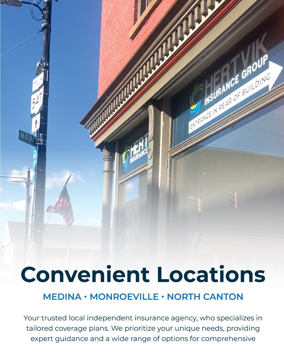 hertvikinsgrp's tweet image. Your trusted independent insurance agency with three convenient locations - Medina, Monroeville, and North Canton. 

#HertvikInsurance #Monroeville #PersonalInsurance #BusinessInsurance #IndependentInsruanceAgency