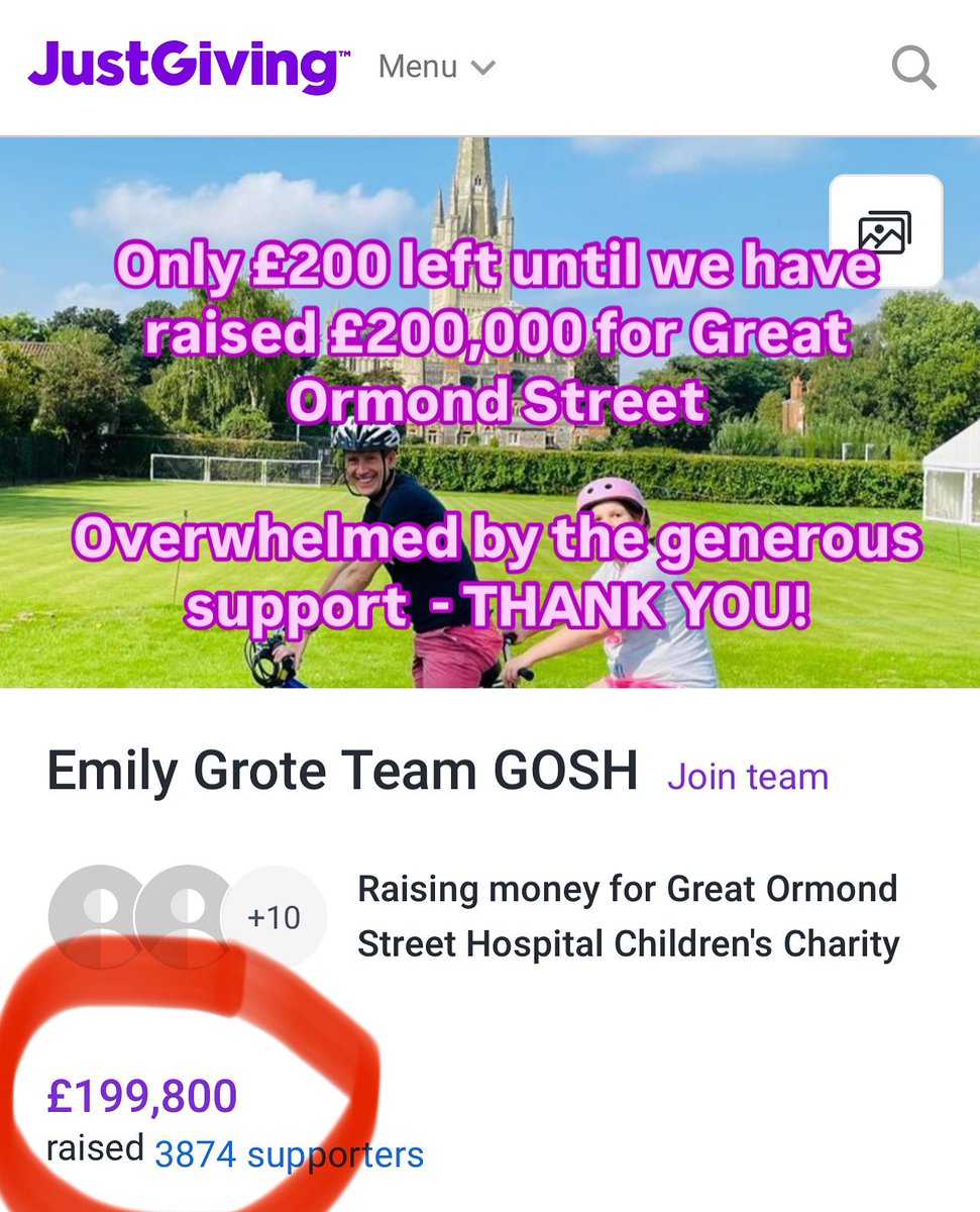 £200 off raising £200,000 for <a href="/GOSHCharity/">Great Ormond Street Hospital Charity</a> in my 10th <a href="/LondonMarathon/">TCS London Marathon</a>! Please RT! 🏃‍♂️🙏 justgiving.com/page/ashleymar…