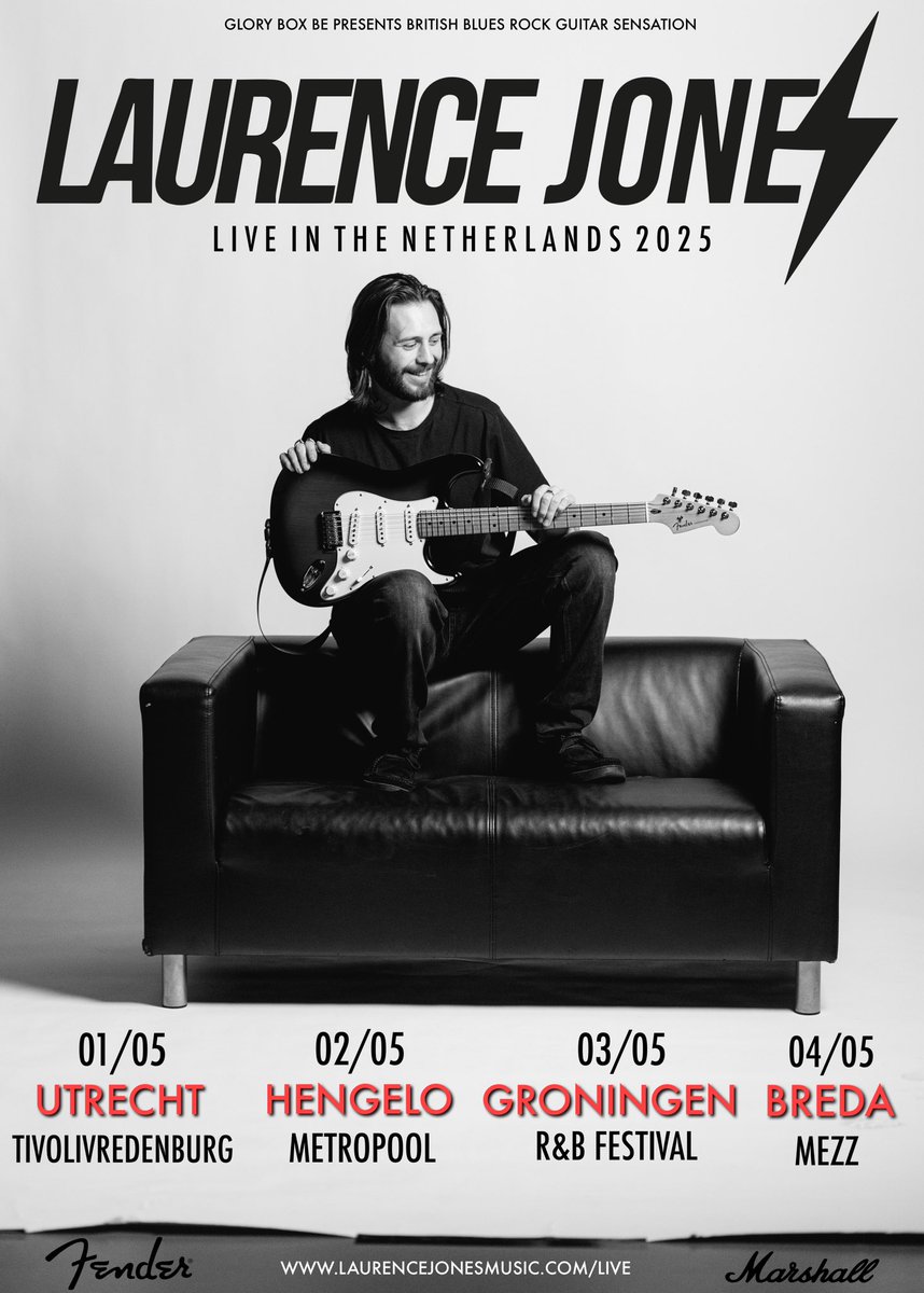 Laurence Jones (@laurencemusic) on Twitter photo THE NETHERLANDS 🇳🇱 Less than two weeks away until my May headline tour. I can’t wait to be back. LJ ⚡️⚡️⚡️
1/5 - UTRECHT - <a href="/TivoliVenue/">Tivoli Venue</a>
2/5 - HENGELO - <a href="/M_Metropool/">Metropool</a>
3/5 - GRONINGEN - <a href="/Oosterpoorter/">De Oosterpoorter</a>
4/5 - BREDA - Mezz
More info: laurencejonesmusic.com/live THE NETHERLANDS 🇳🇱 Less than two weeks away until my May headline tour. I can’t wait to be back. LJ ⚡️⚡️⚡️
1/5 - UTRECHT - <a href="/TivoliVenue/">Tivoli Venue</a>
2/5 - HENGELO - <a href="/M_Metropool/">Metropool</a>
3/5 - GRONINGEN - <a href="/Oosterpoorter/">De Oosterpoorter</a>
4/5 - BREDA - Mezz
More info: laurencejonesmusic.com/live