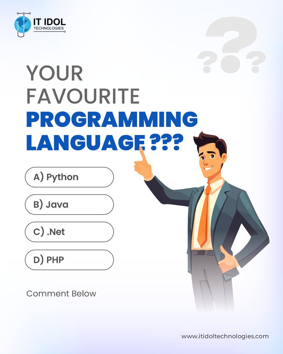 itidoltech's tweet image. 💻 Poll Time!

What’s your go-to programming language? 🧠💡
Cast your vote ⬇️

🐍 Python
☕ Java
💼 .NET
🐘 PHP

Let’s see which one rules the dev world! 🚀

#CodingCommunity #ProgrammingPoll #Python #Java #DotNet #PHP #TechTalk #DevelopersChoice #developercommunity #usa