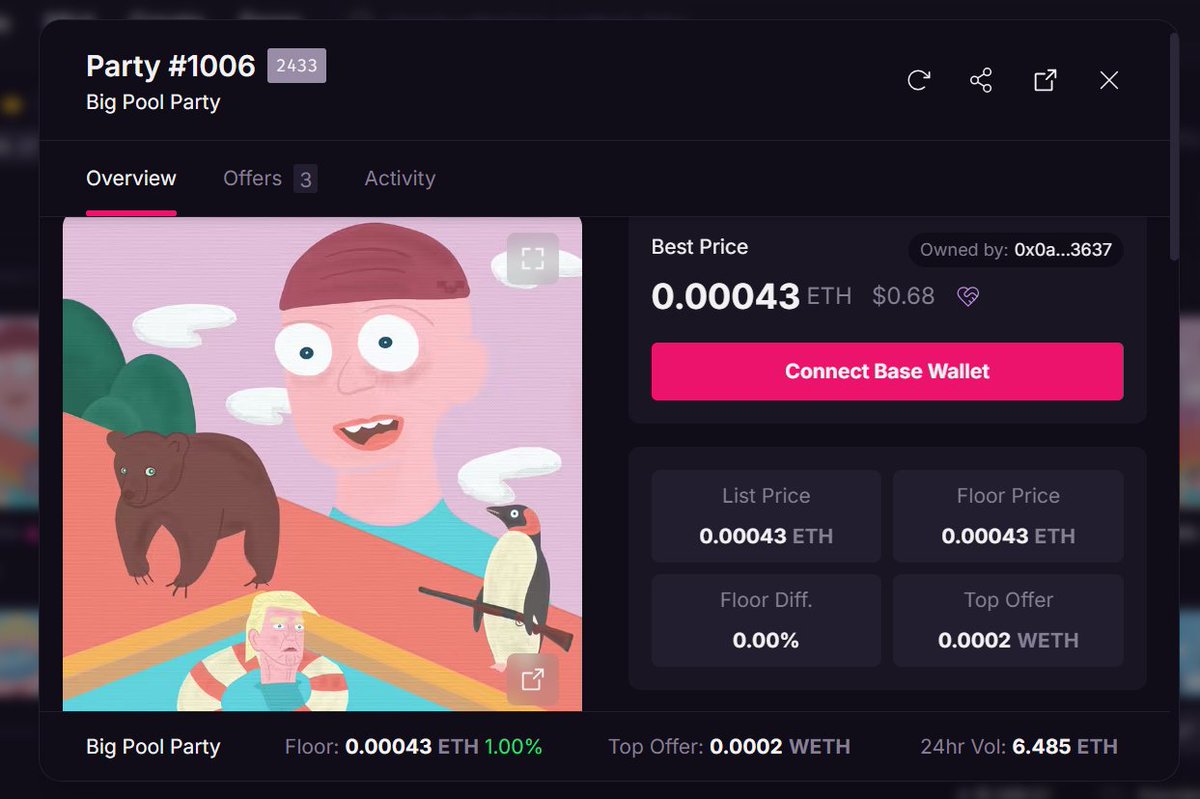 WakweliChain's tweet photo. Let’s rewind to our Alpha 1.0, when we started by certifying #NFT collections 🧑‍⚖️

We’ve got a fresh case for you on @base 👇
✅ Certify
❌ Reject
💰 One comment wins a prize in $KIWAKU.

📦 Collection: Big Pool Party by @mrshlvl
🔗 Magic Eden: https://t.co/kdtj6ILFuZ https://t.co/wg9YDEhkiv