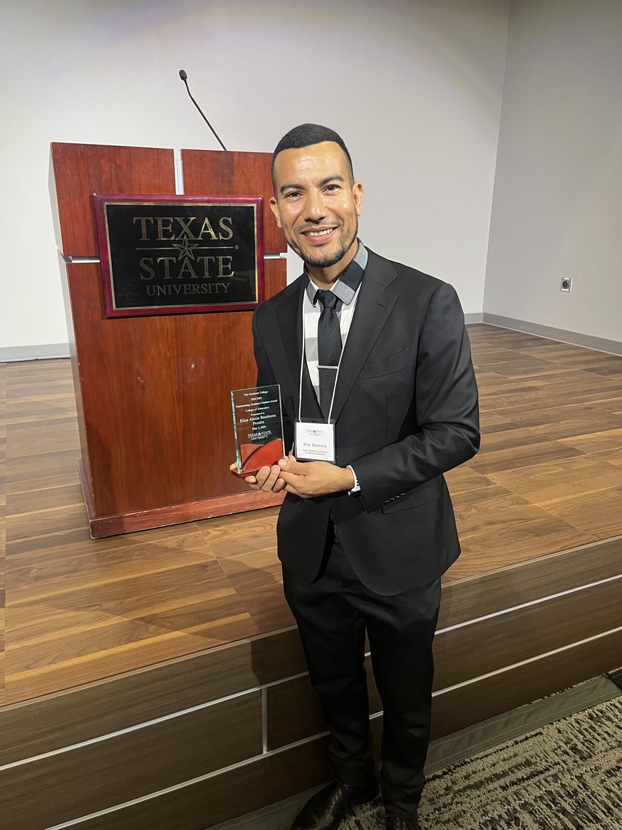 InternationalHS's tweet photo. Words cannot express how proud we are of @EliasBa827289. Presented an outstanding Action Research Pr &amp; honored as this year’s ⁦@TxStateBobcats⁩ College of Education’s Outstanding Graduate Student ⁦@manor_kori⁩ https://t.co/XWts5AAja4