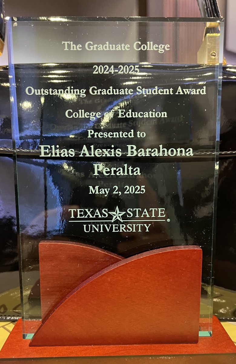 InternationalHS's tweet photo. Words cannot express how proud we are of @EliasBa827289. Presented an outstanding Action Research Pr &amp; honored as this year’s ⁦@TxStateBobcats⁩ College of Education’s Outstanding Graduate Student ⁦@manor_kori⁩ https://t.co/XWts5AAja4