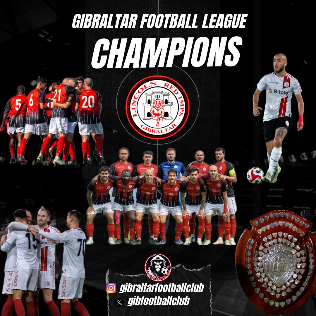 CHAMPIONS!! 🏆👹

<a href="/LincolnRedImps/">Lincoln Red Imps FC</a> is proclaimed champion of the Gibraltar Football League 🇬🇮 
They already have 29 league titles.

#LRI #lincolnredimps #europapointstadium #Gibraltar #futbolgibraltar