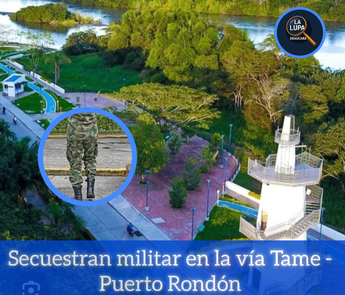Un soldado fue secuestrado en la vía que comunica al municipio de Tame con Puerto Rondón.

El soldado, Jaiber Arley Castillo Guerrero se movilizaba en un bus de servicio público cuando fue bajado y llevado por un grupo al margen de la ley.