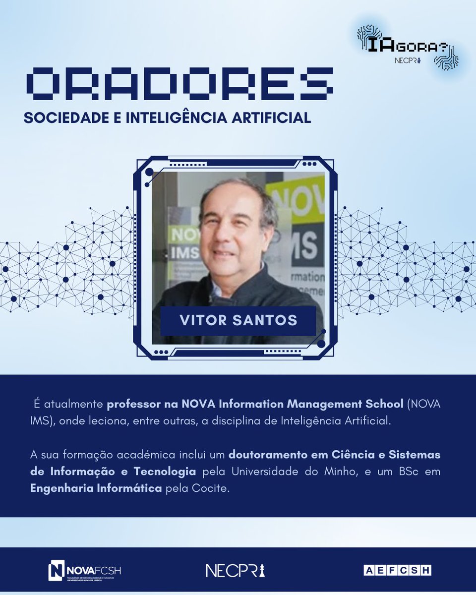 necprifcsh's tweet photo. Anunciamos mais um evento do Congresso “IAgora?” 💻🙌🏻

Este evento visa debater de forma mais aprofundada o impacto social da #InteligênciaArtificial, abordando temas como a desumanização digital e a literacia digital, e pensando no que o futuro nos trará ! https://t.co/0Zhv7syHau