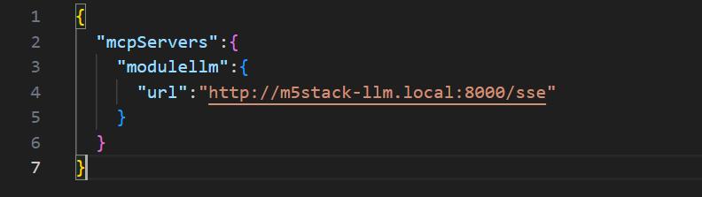 Kaz_Macintosh's tweet image. CursorからModule-LLMのMCPサーバーに接続する設定、これだけで良かったんだ。Claude Desktopと違ってmcp-proxy使わずに直接URLが指定できる。 #ModuleLLM