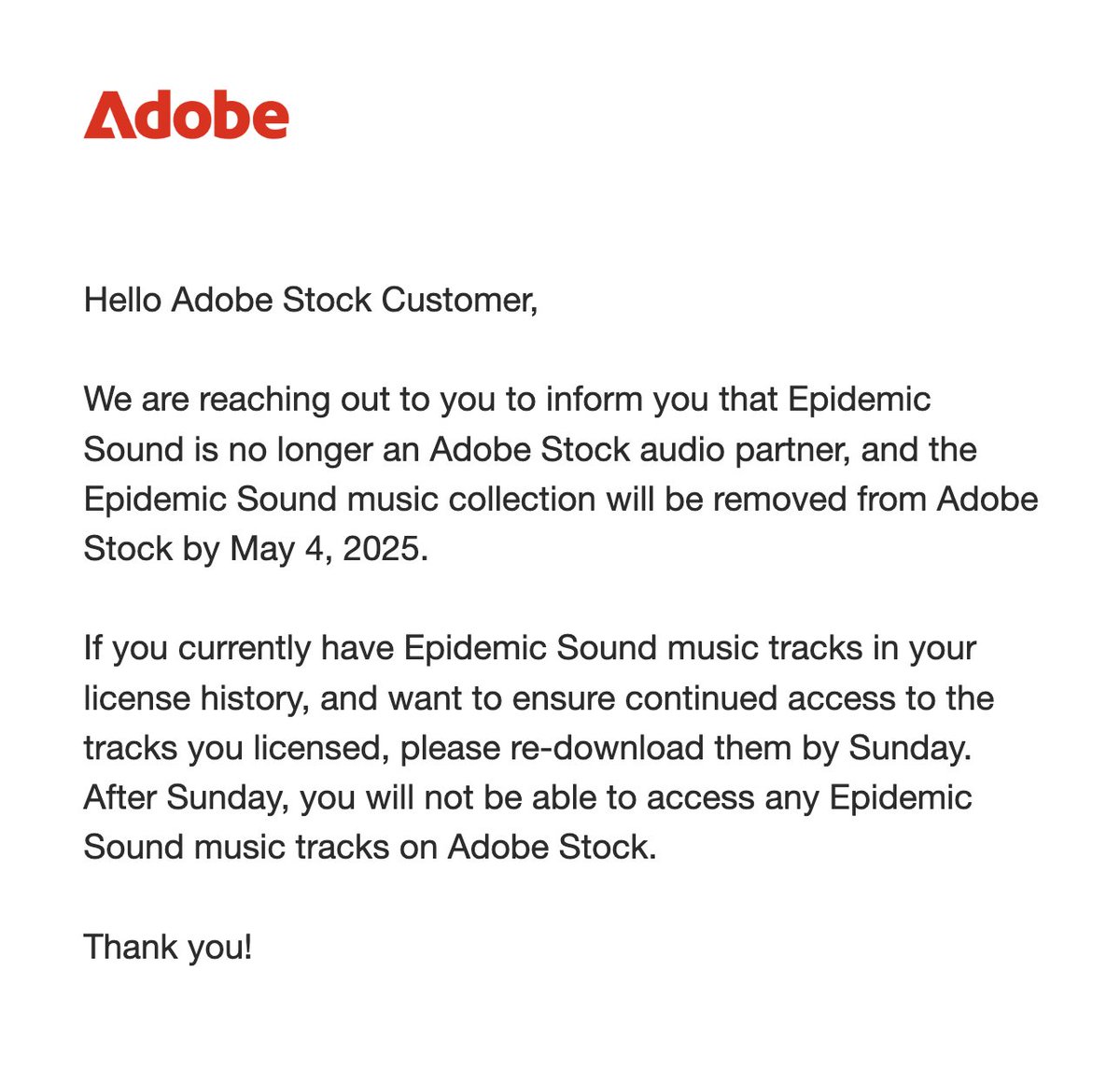 Epidemic Sound is LEAVING Adobe Stock! So if you've got licensed tracks in your library, download them before Sunday or you'll lose access!
