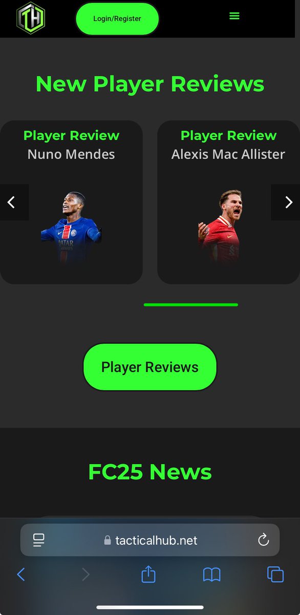 3 new player reviews at Tacticalhub.net

🇦🇷 Mac Allister   
🏴󠁧󠁢󠁥󠁮󠁧󠁿 Russo  
🏴󠁧󠁢󠁥󠁮󠁧󠁿 Trent AA