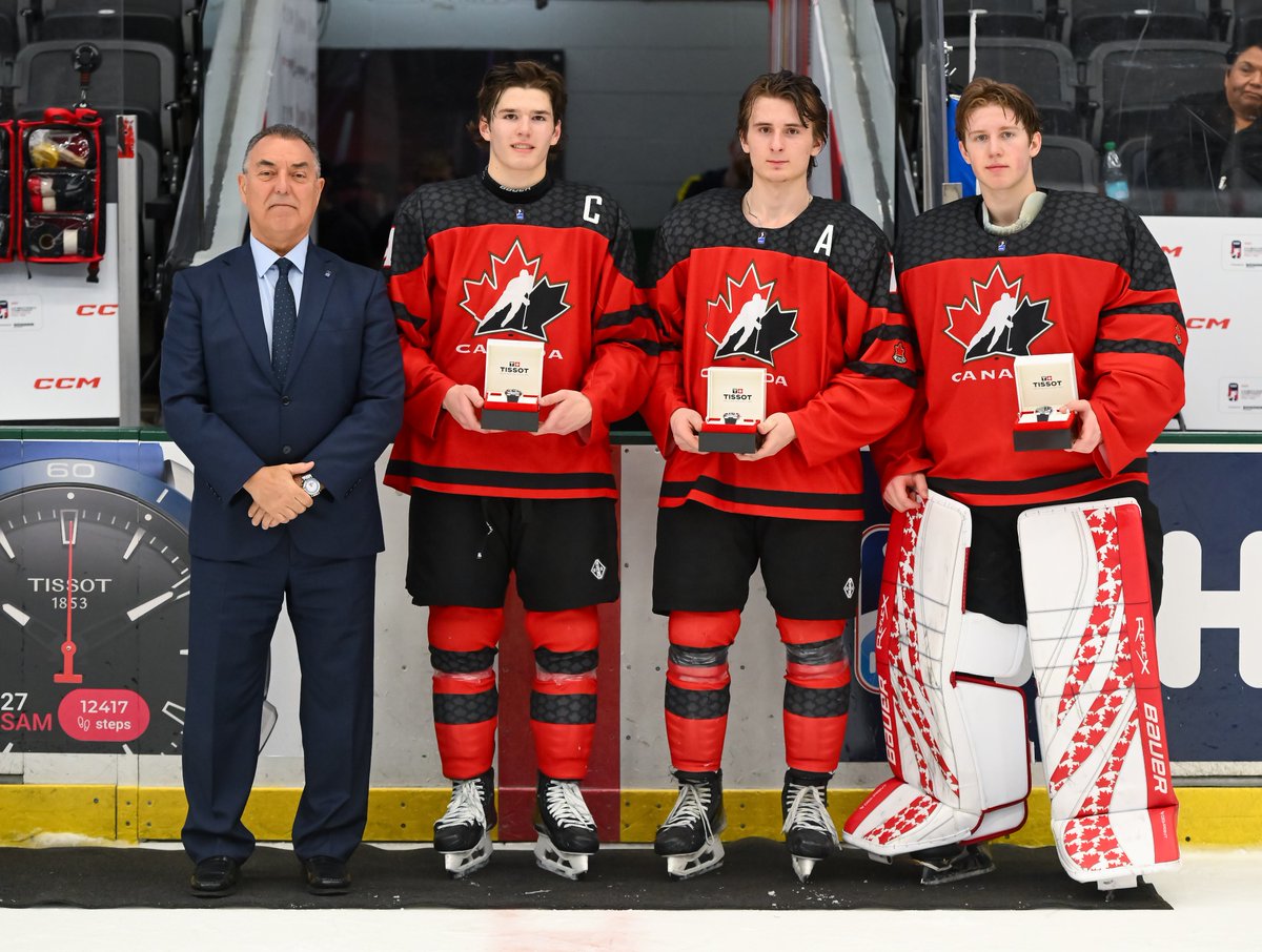 🇨🇦's top three players - all of whom are 2025 #NHLDraft eligible - at the #U18MensWorlds: 

Braeden Cootes (<a href="/SeattleTbirds/">Seattle Thunderbirds</a>)
Cole Reschny (<a href="/victoriaroyals/">Victoria Royals</a>)
Jack Ivankovic (<a href="/OHLSteelheads/">Brampton Steelheads</a>)