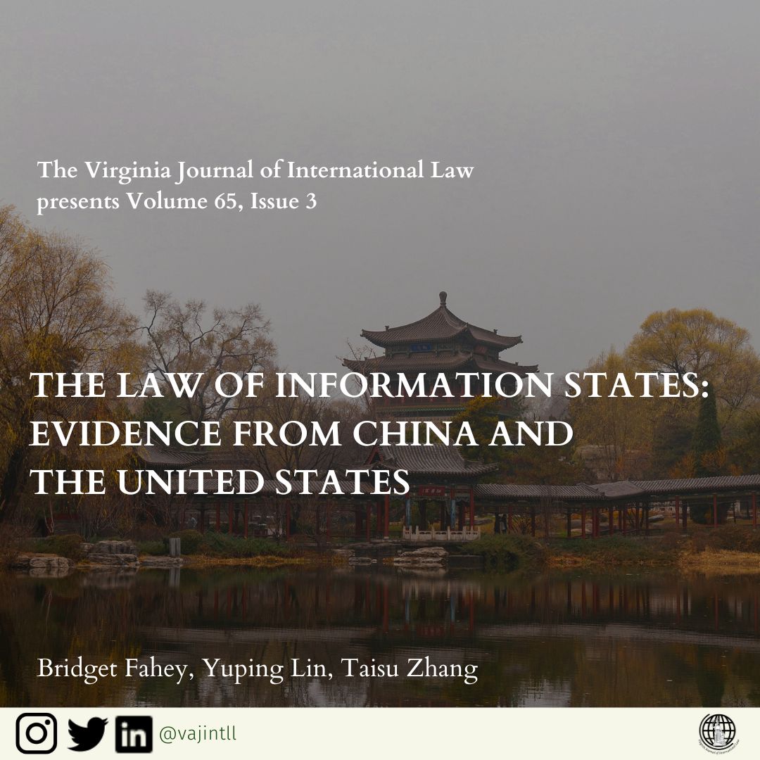VJIL presents Volume 65, Issue 3! You can read the latest article by Bridget Fahey, Yuping Lin, and Taisu Zhang below:

vjil.org/the-law-of-inf…