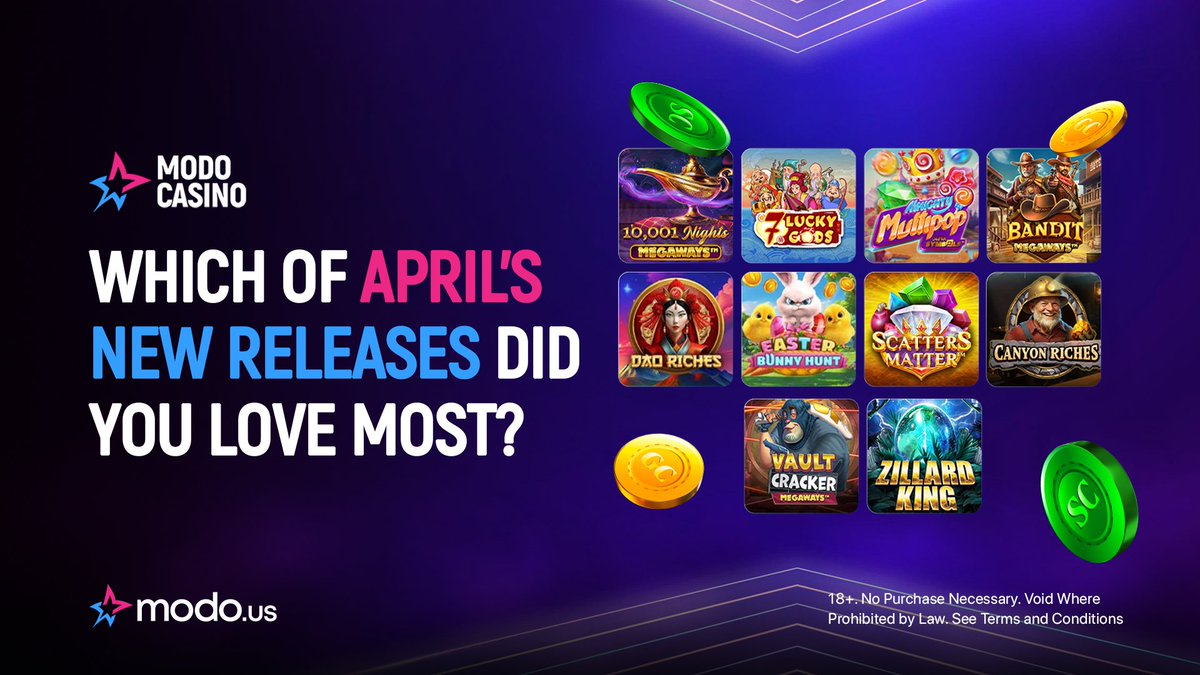 modo_casino's tweet photo. 🔥 April delivered game-changers—and it’s time for a victory lap! 🏆
💬 Which April release became your ultimate go-to? Let’s hear it below! 🎰
#Modous https://t.co/VLlzneDiZc
