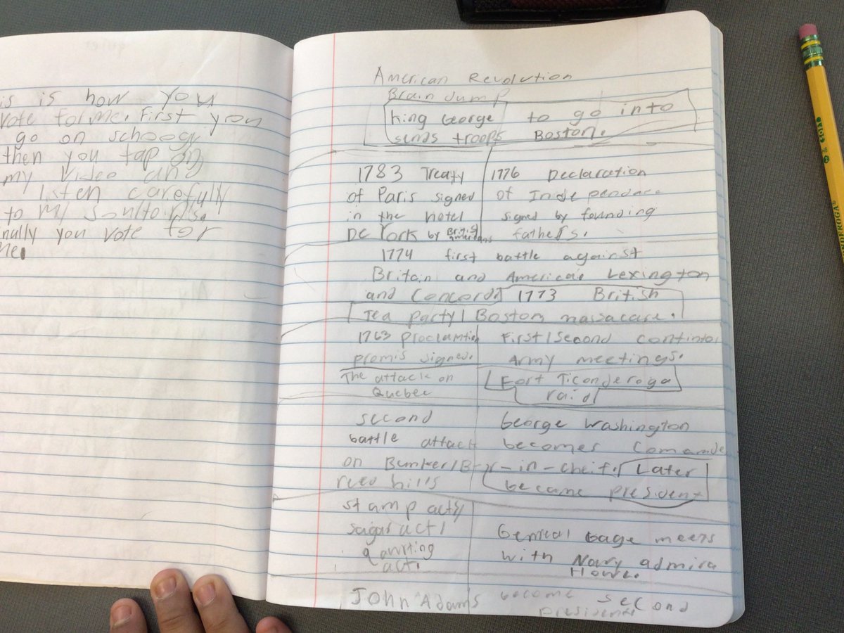 HildaZanaliu's tweet image. So in ❤️ with #braindump retrieval practice. 10-minutes timer, a  notebook, a beautiful brain and  “VOILA”! Just the perfect recipe before a whole-class American Revolution presentation. #scienceoflearning #MulitilingualLearner
@SciInTheMaking
@MrBensonNMS
@Steplab_co