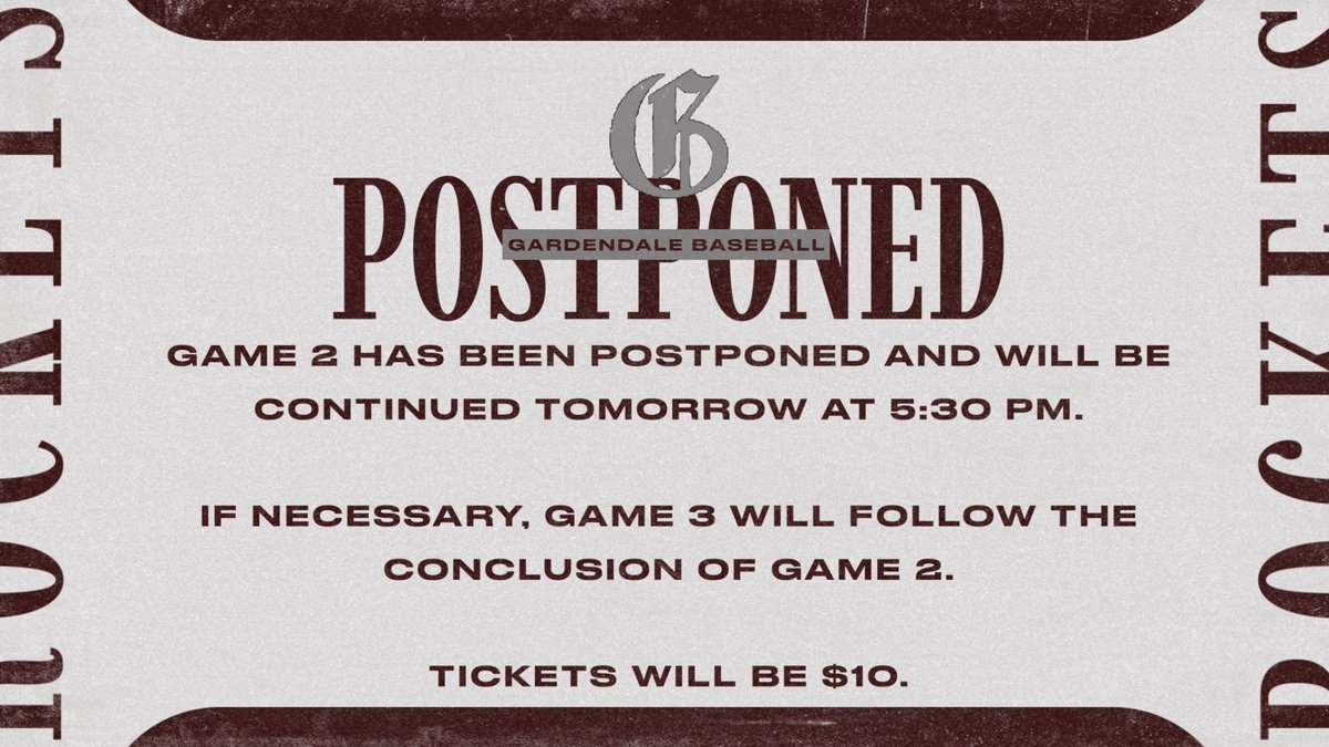 Rockets win game 1, but game 2 will be continued tomorrow night at 5:30. See you then! #HailtheDale