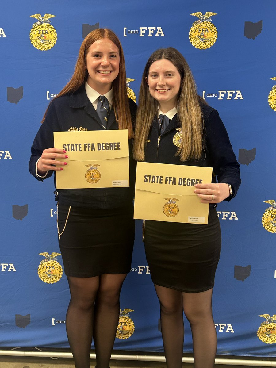 Congratulations to Addie Naus and Natalee Harris-BG FFA’s most recent State FFA Degree Recipients!  Less than 2% of Ohio FFA Members receive this honor.  This is a reflection of hard work in their SAE projects and leadership in FFA.  We are so proud of them!