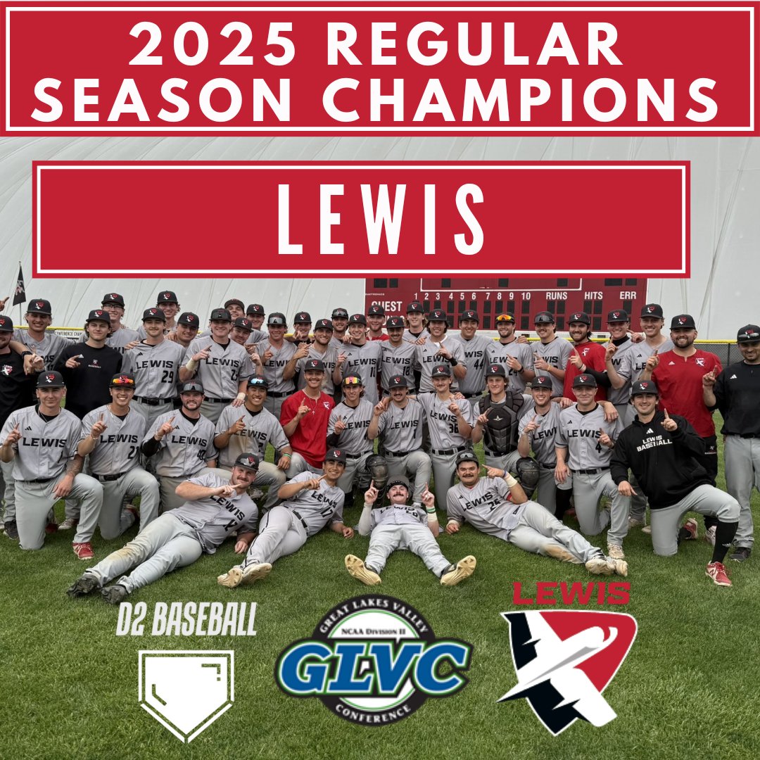 D2 Baseball (@diviibaseball) on Twitter photo After their two wins today, <a href="/LewisBaseball/">Lewis Baseball</a> has clinched the GLVC Regular Season Title.
Congrats to the Lewis Flyers!
#D2Baseball After their two wins today, <a href="/LewisBaseball/">Lewis Baseball</a> has clinched the GLVC Regular Season Title.
Congrats to the Lewis Flyers!
#D2Baseball