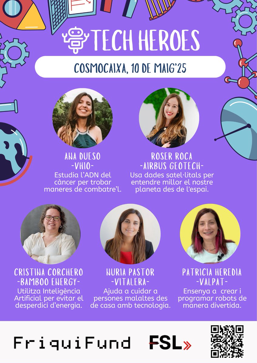 Il·lusionadissima de repetir TechHeroes al <a href="/CosmoCaixa_CAT/">Museu de la Ciència CosmoCaixa</a> el proper 10 de Maig, i més de poder-ho fer amb aquestes ponents absolutament inspiradores 😍. Si teniu joves de 10-16 anys, no us ho podeu perdre! <a href="/friquifund/">friquifund</a> <a href="/FemalestartupsL/">FemaleStartup_Leaders</a> . Entrades aquí: bit.ly/TechHeroes25