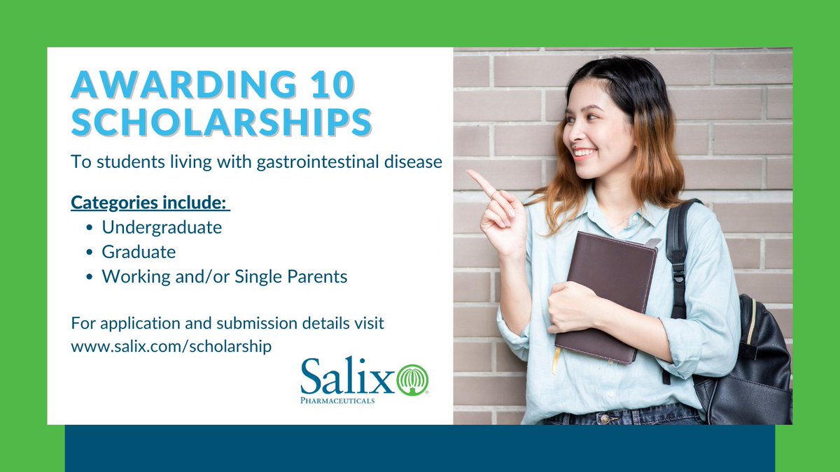 Salix is excited to award up to $100,000 through the Gastrointestinal Health Scholars Awards. If you've been diagnosed with a #GI condition you may be eligible for a scholarship. Hurry before time runs out! Submit your application before May 5, 2025. lnkd.in/e3a-qXYP