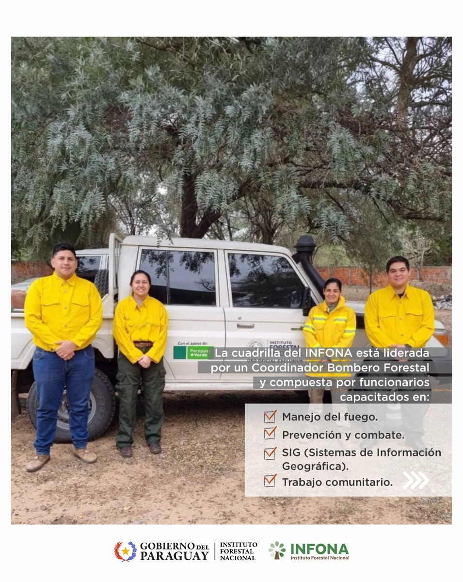 InfonaPy's tweet photo. Día Internacional del Bombero Forestal 🔥
El INFONA cuenta con funcionarios formados para responder ante incendios forestales.
👉Deslizá y conocé más.
#INFONA #DíaDelBomberoForestal #GobiernoDelParaguay https://t.co/sDSwGmsmjV