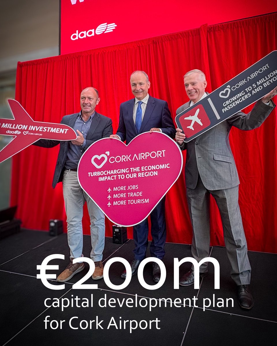 Great pleasure to launch Cork Airport’s Capital Development Plan today. 

As Ireland’s fastest growing airport, Cork Airport has become a critical component of our national transport infrastructure. I have no doubt that the benefits of this plan will only bring further growth.