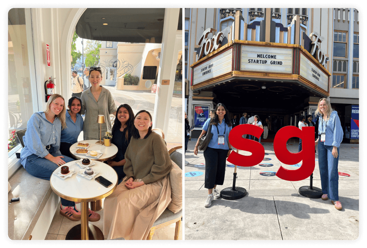 Girl gang lunches 🤍 &gt;&gt;&gt;

Loved spending time with some of the amazing women at Alma this week — in-person catchups just hit different.

We also had a blast at Startup Grind! Met so many brilliant immigrant founders, shared stories, and walked away inspired.

More moments like