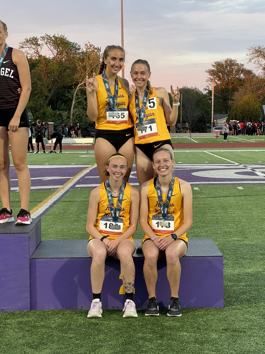 The Women’s 4x800m quarter of Madisyn Ehrlich, Josie Koppes, Joni Schroeder, and Hailey Nordhus were the KCAC Runner-Ups with a 9:24.15. The B Standard performance is the second fastest in KWU history. #RollYotes