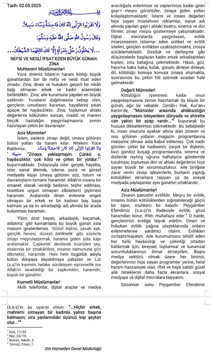 Hutbe dediğin böyle olmalı. Melekleri sevindirmeli, şeytanları kudurtmalı. 

Şu hutbe sadece müslümanları değil, ahlaklı olan her düşünceden insanı mutlu etmiştir. 

Allah razı olsun.