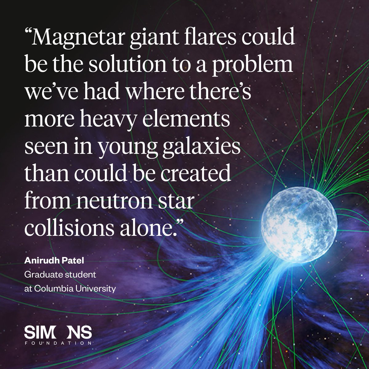 Simons Foundation (@simonsfdn) on Twitter photo #FlatironCCA astronomers have discovered a previously unknown birthplace of some of the universe’s rarest elements: a giant flare unleashed by a supermagnetized star. simonsfoundation.org/2025/04/29/fla… #science #astronomy <a href="/FlatironInst/">Flatiron Institute</a> #FlatironCCA astronomers have discovered a previously unknown birthplace of some of the universe’s rarest elements: a giant flare unleashed by a supermagnetized star. simonsfoundation.org/2025/04/29/fla… #science #astronomy <a href="/FlatironInst/">Flatiron Institute</a>