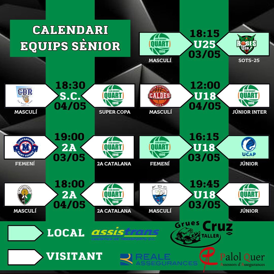 CALENDARI CAP DE SETMANA!💪🏼💚