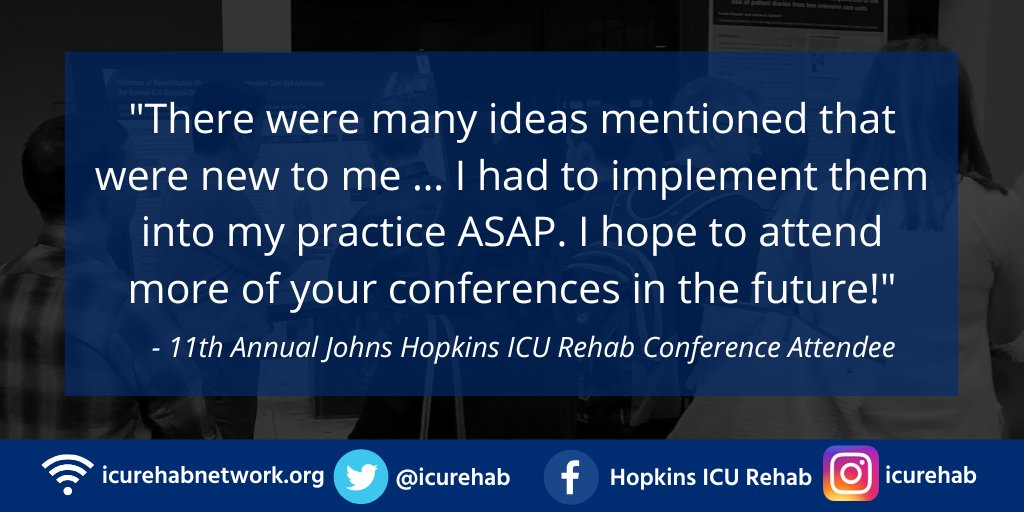 APTA Acute Care (@acutecareapta) on Twitter photo Past attendee comment from <a href="/HopkinsMedicine/">Johns Hopkins Medicine</a> @ICURehab Conference
Sponsored by <a href="/AcuteCareAPTA/">APTA Acute Care</a>
All-new content each year!
In-Person Conference:
Johns Hopkins Hospital
Nov 6-7, 2025
Register:
ICURehabnetwork.org
#ICURehab Past attendee comment from <a href="/HopkinsMedicine/">Johns Hopkins Medicine</a> @ICURehab Conference
Sponsored by <a href="/AcuteCareAPTA/">APTA Acute Care</a>
All-new content each year!
In-Person Conference:
Johns Hopkins Hospital
Nov 6-7, 2025
Register:
ICURehabnetwork.org
#ICURehab