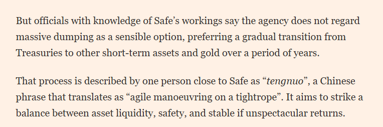 The FT's Big Read on SAFE's exposure to Treasuries and the dollar breaks some new ground by highlighting how China is thinking about the risks associated with its large legacy portfolio of US bonds in the current environment

1/