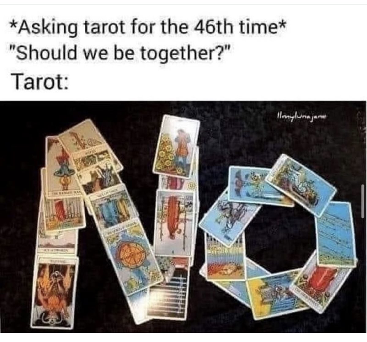aromagregory's tweet photo. When you keep asking if they’re *the one* and the cards are like:
✨N✨O✨ (again).”
Tarot’s got jokes—but also boundaries. 😂💔
#TarotTruths #SpiritSaidNo #AskOnce #DivinationDrama #aromaGsBotanica #TarotHumor #Tarot #Divination https://t.co/Hv3ni2DTl5