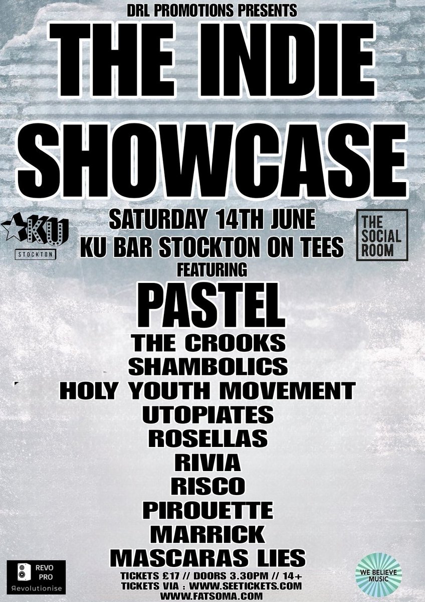 D R L PROMOTIONS (@awaydayr) on Twitter photo <a href="/ku_stockton/">KU STOCKTON</a> Saturday 14th June check this one out as this is not to be missed !
<a href="/Pastelbanduk/">Pastel</a>
<a href="/TheCrooksUK/">The Crooks</a>
<a href="/shambolicsmusic/">Shambolics</a>
<a href="/HYMovement/">Holy Youth Movement</a>
<a href="/TheUtopiates/">The Utopiates</a>
<a href="/RosellasBand/">Rosellas</a>
<a href="/RIVIA_BAND/">RIVIA</a>
<a href="/RiscoBand/">Risco</a>
PIROUETTE
Marrick
Mascaras Lies
🎟 Tickets
seetickets.com/event/the-indi… <a href="/ku_stockton/">KU STOCKTON</a> Saturday 14th June check this one out as this is not to be missed !
<a href="/Pastelbanduk/">Pastel</a>
<a href="/TheCrooksUK/">The Crooks</a>
<a href="/shambolicsmusic/">Shambolics</a>
<a href="/HYMovement/">Holy Youth Movement</a>
<a href="/TheUtopiates/">The Utopiates</a>
<a href="/RosellasBand/">Rosellas</a>
<a href="/RIVIA_BAND/">RIVIA</a>
<a href="/RiscoBand/">Risco</a>
PIROUETTE
Marrick
Mascaras Lies
🎟 Tickets
seetickets.com/event/the-indi…