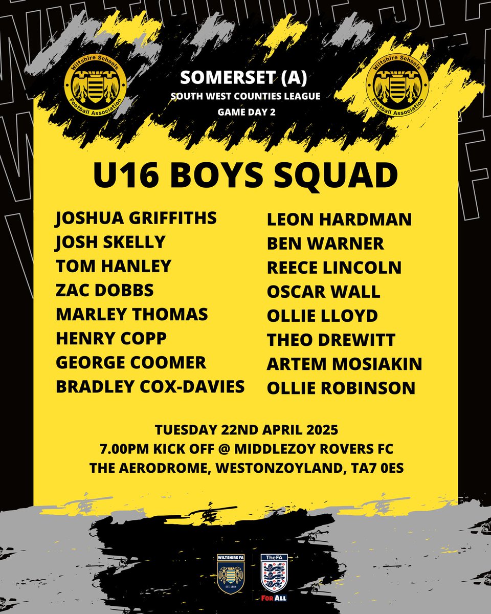 Wiltshire Schools FA (@wilts_schoolsfa) on Twitter photo The u16 boys recently travelled to Somerset for a West Division fixture in the South West Counties Competition. A 2-0 lead at half time wasnโt enough. <a href="/SchoolsSomerset/">Somerset Schools FA</a> came back strong and the game ended with a 2-2 draw. Next up is <a href="/DevonSchoolsFA/">Devon Schools FA</a> for our final group game The u16 boys recently travelled to Somerset for a West Division fixture in the South West Counties Competition. A 2-0 lead at half time wasnโt enough. <a href="/SchoolsSomerset/">Somerset Schools FA</a> came back strong and the game ended with a 2-2 draw. Next up is <a href="/DevonSchoolsFA/">Devon Schools FA</a> for our final group game