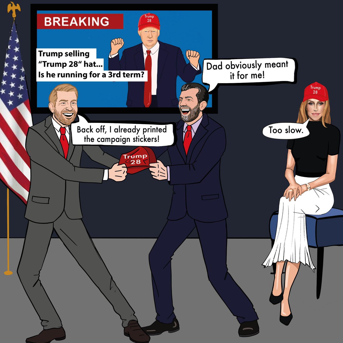 Trump 28?
Okay but who’s the Trump this time? 👀🇺🇸 

<a href="/realDonaldTrump/">Donald J. Trump</a> <a href="/POTUS/">President Donald J. Trump</a> <a href="/EricTrump/">Eric Trump</a> <a href="/LaraLeaTrump/">Lara Trump</a> <a href="/DonaldJTrumpJr/">Donald Trump Jr.</a> 

#donthategreat
#TheStickChronicles #gfb #Comics #Comic #LaraLeaTrump #DonaldJTrumpJR #EricTrump #DonaldTrump #POTUS #Trump #Trump2025 #MAGA