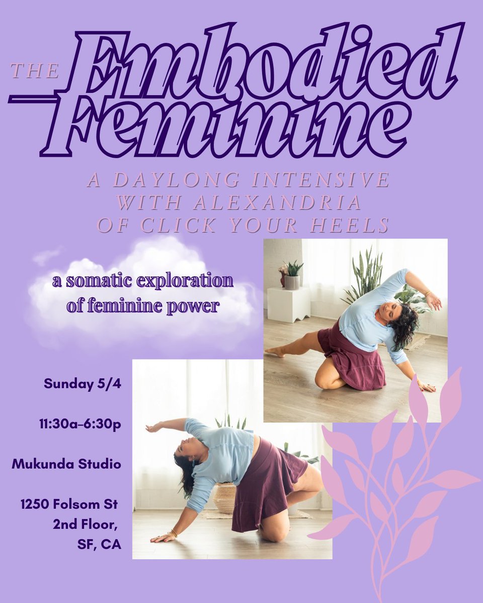 Join us in SF this Sunday 5/4 for The Embodied Feminine, A Daylong Intensive somatic exploration of feminine power with Alexandria of Click Your Heels. 11:30 am to 6:30 pm at Mukunda Studio, 1250 Folsom St 2nd floor, SF, CA. Get tickets here: forbiddentickets.com/events/wicked-…