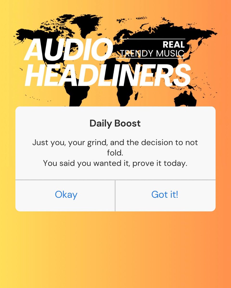 AudioHeadliners's tweet image. Daily BOOST

Nobody’s coming to save you. No secret formula. No handouts.
Lock in. Move different. Outwork everybody.
#AudioHeadliners #DailyBoost #GrindTime #Motivation
Turn on post notifications