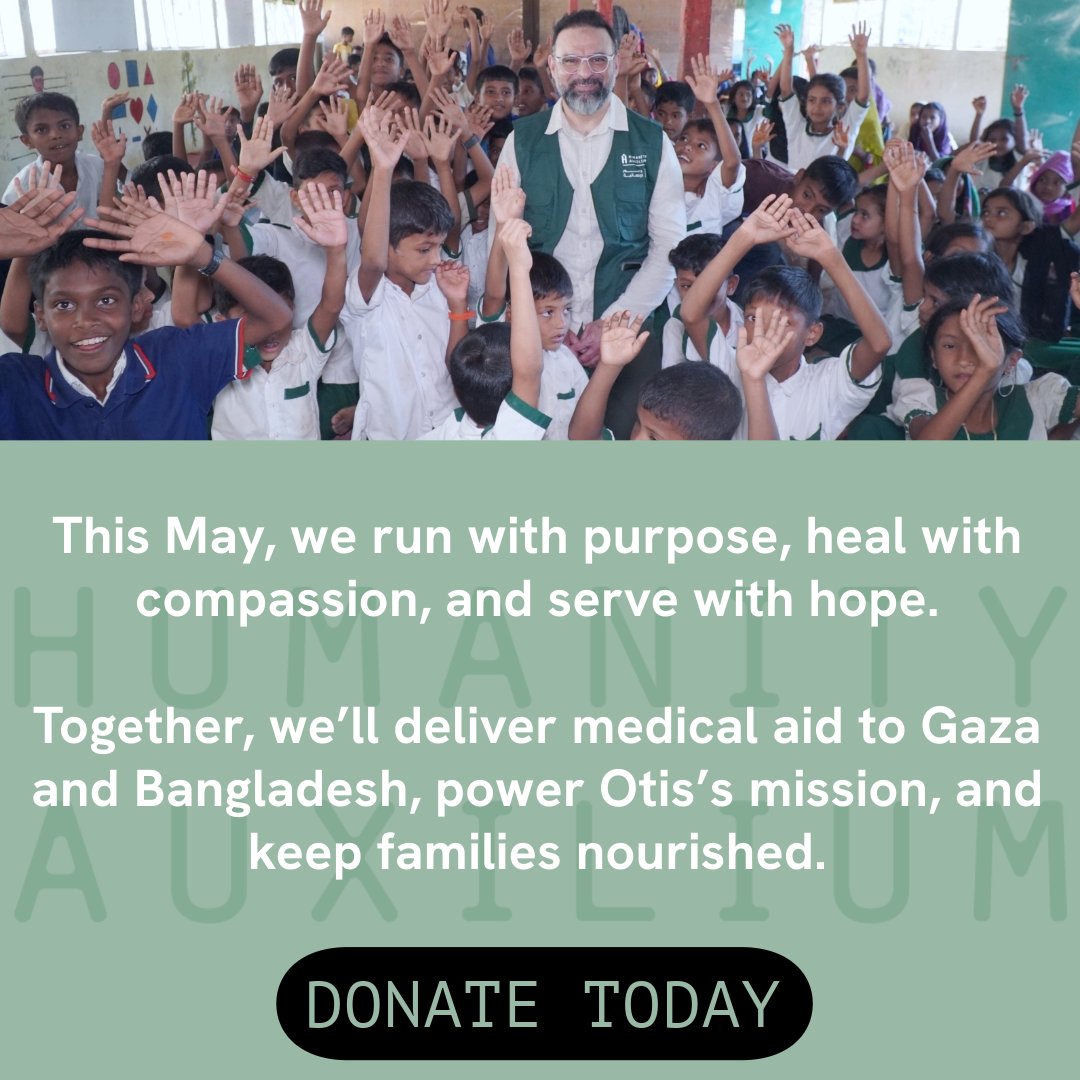 Thanks, we made real change happen:
 Life-saving medical services are provided at Rantisi Pediatric Hospital in #Gaza 
 Dr. Razan extended her #deployment, treating injured children under fire
 Otis crossed 700+ miles for his “Miles for #Humanity” campaign
humanityauxilium.com/donate