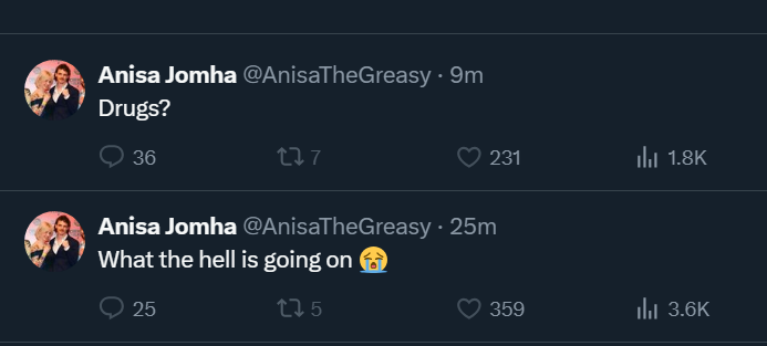 nicholasdeorio's tweet photo. Crazy she's chiming in to say Ethan's on drugs while people are demanding refunds lmfao https://t.co/KhdDFcyv14