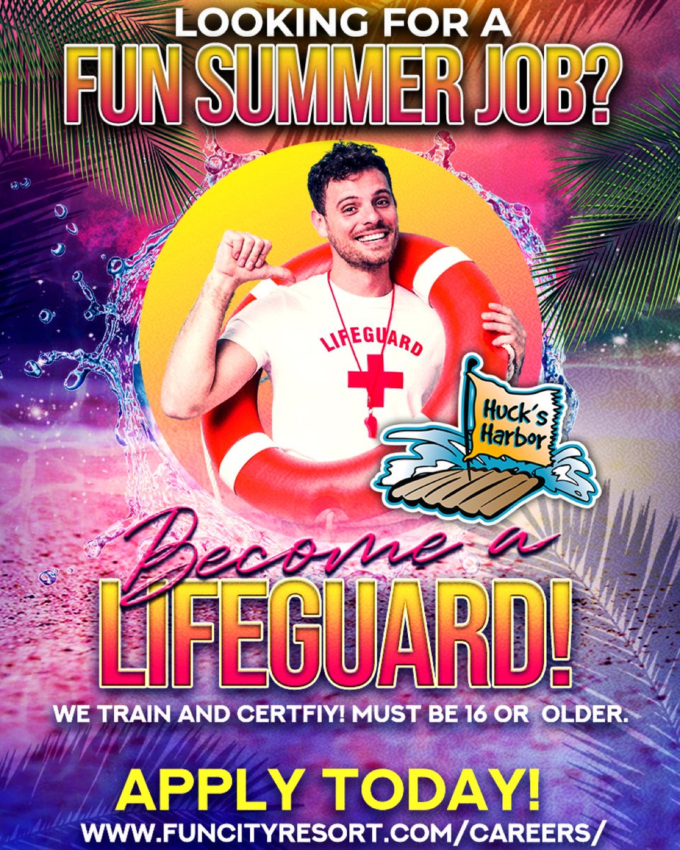 Calling all water enthusiasts! Spend your summer saving lives and enjoying the sun ☀️ Apply now to join our elite team and make a splash 💦 Don't miss out on this opportunity to fulfill your dreams!"🌊💦🏊‍♂️

Apply now funcityresort.com/careers/
