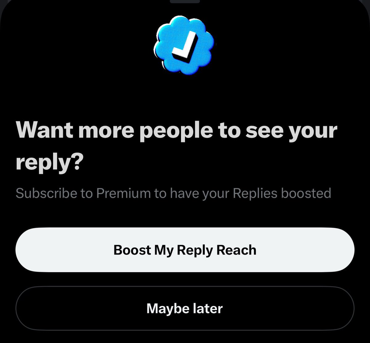 What the fuck is this shit? Remembered how much this site has gone downhill. If you’re someone who wants your replies boosted then I’m someone who doesn’t want to read them.