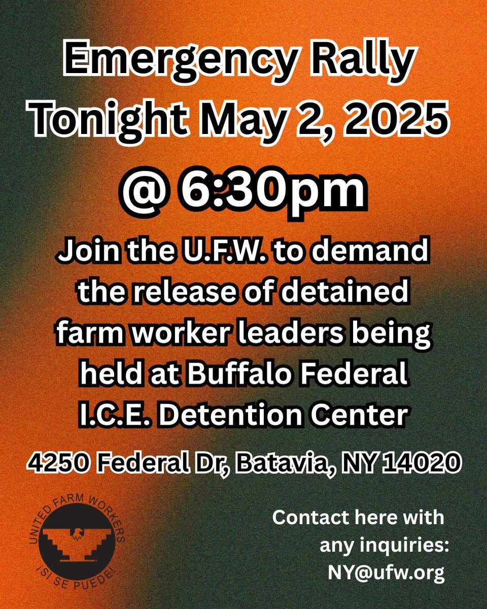 UFWupdates's tweet photo. URGENT: This morning in Western NY, federal immigration agents stopped a bus of farm workers from Lynn-Ette &amp; Sons Farms. They had a list of names, including UFW worker leaders who have been organizing to unionize their workplace. Those workers were detained. https://t.co/0go9ldXzGX