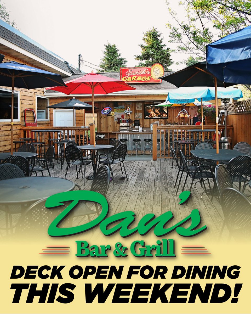 A quick glance of the forecast will tell you that outdoor dining season is about to be unlocked! The deck at Dan's will officially open for dining this weekend!
Outdoor Dining at Dan's details here: dansbarandgrill.com/outdoor-dining