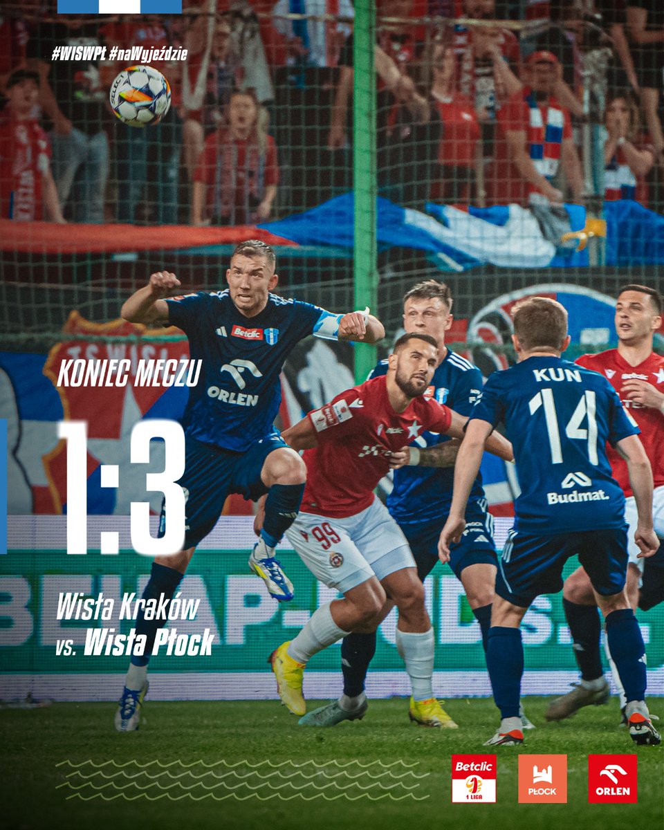 Wisła Płock (@wislaplocksa) on Twitter photo ⏱️ FT | MAMY TO! 💥 Pokonujemy na wyjeździe <a href="/WislaKrakowSA/">Wisła Kraków</a> po bramce Łukasza Sekulskiego i dublecie Gleba Kuchko! 🔥
#WISWPŁ 1:3 ⏱️ FT | MAMY TO! 💥 Pokonujemy na wyjeździe <a href="/WislaKrakowSA/">Wisła Kraków</a> po bramce Łukasza Sekulskiego i dublecie Gleba Kuchko! 🔥
#WISWPŁ 1:3