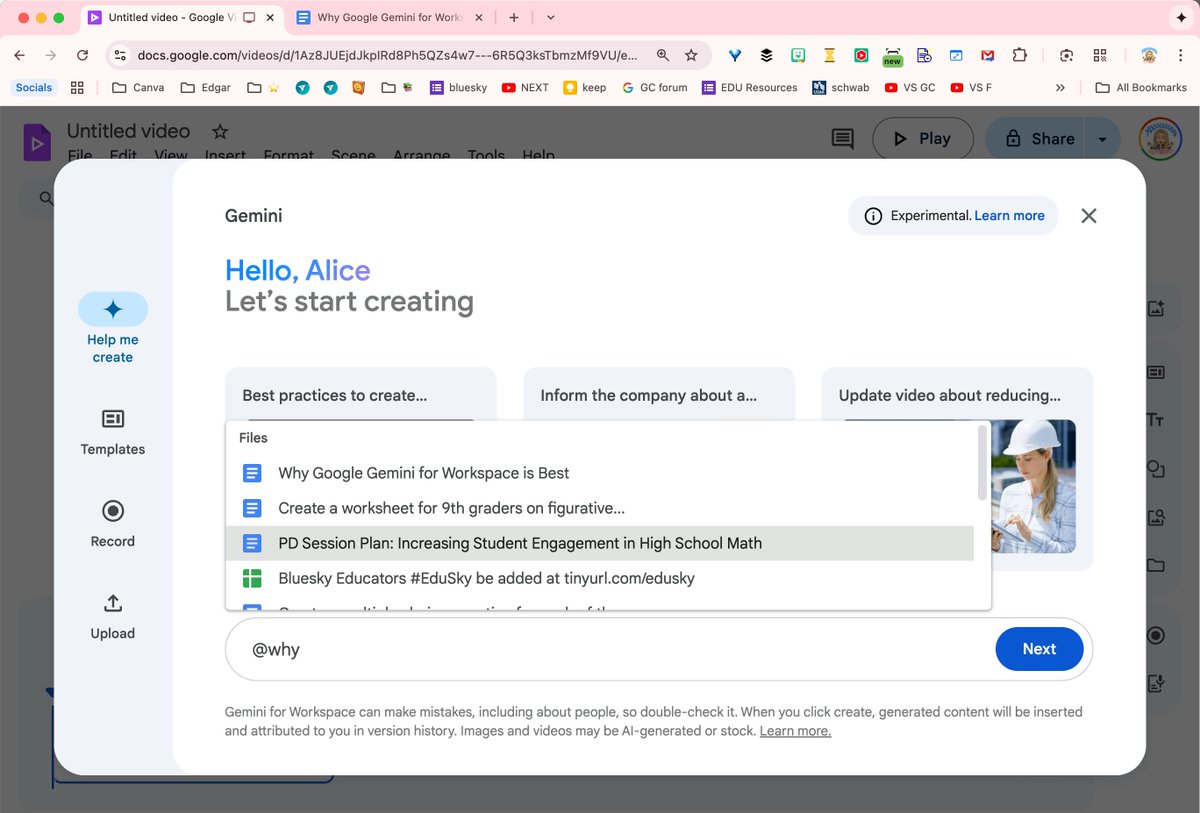 I'm making a video in Google Vids

I type @ and the first word of a Google Doc that I have and then Vids makes a video automatically based on the document .

This has ZERO EDITS.
Google Vids spit this out based on the Google Doc I had written. 
buff.ly/4OQyW3i