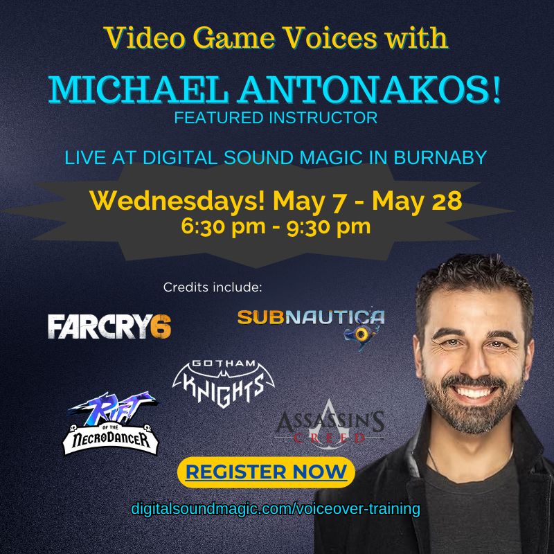 Beginners welcome. Just bring your voice!

Whether you’re brand new or brushing up your skills, game star Michael Antonakos will help you build confidence, character, and control in front of the mic. Voice in a real working studio. Get real coaching, and real results to help you